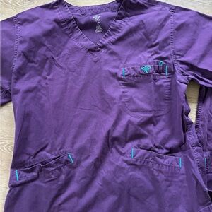 Med Couture Flex Purple SMALL Scrubs Shirt Pants